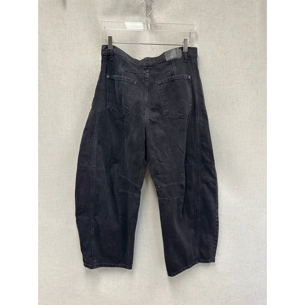 Free People We The Free Good Luck Barrel Jeans in Soundwave Washed Black Size 29